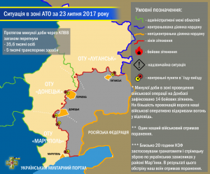 Ситуація в зоні проведення військової операції на Донбасі за 23 липня 2017 року