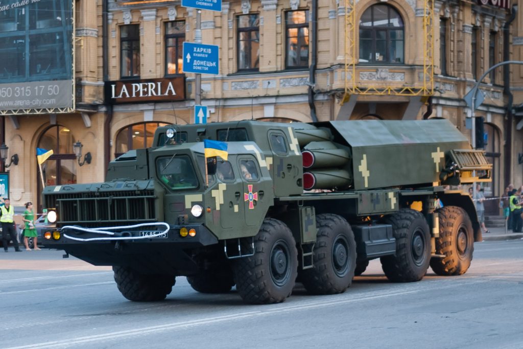 Український ракетний комплекс "Вільха", репетиція військового параду до Дня Незалежності у Києві, 2018 рік. Фото з відкритих джерел