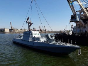 Vyshgorod and Nikopol artillery boats float out after dock repairs.