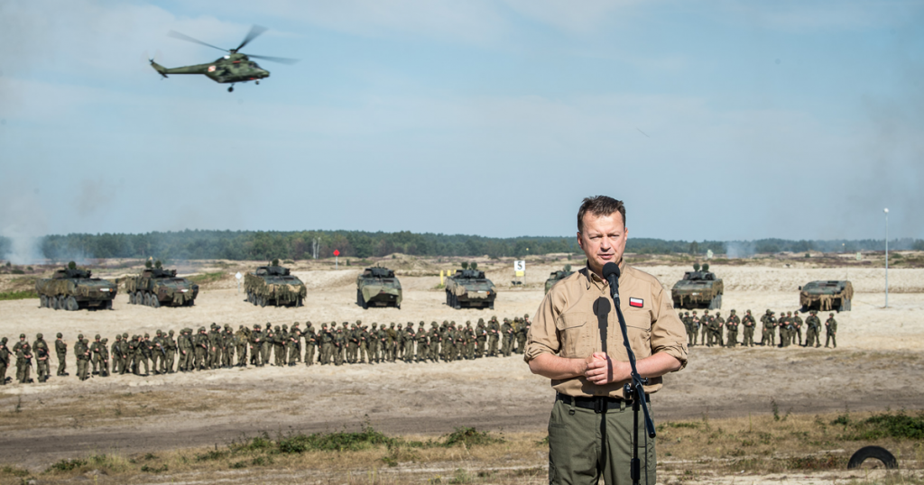 Міністр оборони Польщі Маріуш Блащак під час навчань "Ryś-21". Вересень 2021. Фото: Міноборони Польщі