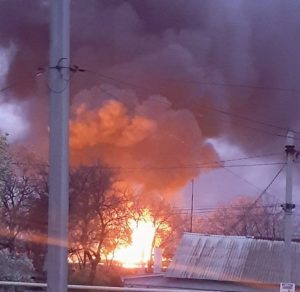 An oil depot is on fire in occupied Donetsk