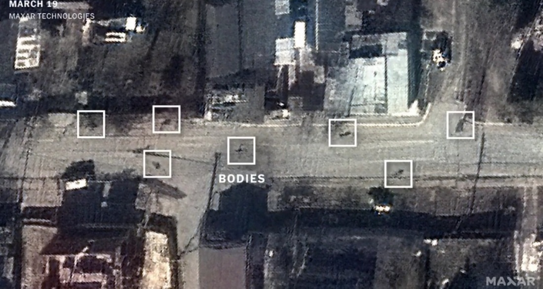 Pre-deoccupation satellite images featuring bodies in Bucha have been released