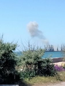 Two explosions took place in occupied Berdiansk near the port