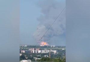 Russian invaders’ ammunition depot explodes in Zymohiria, Luhansk Region