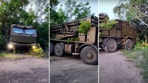 Ukrainian military shows “Burevij” MLRS on the Tatra chassis in the field