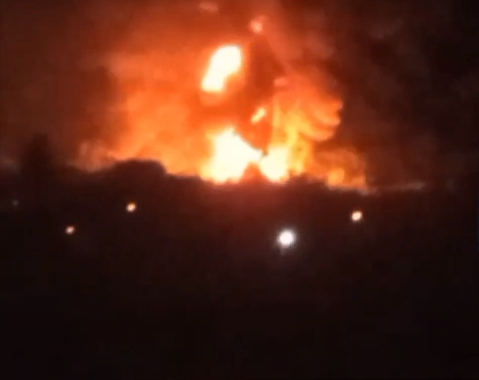 Oil depot on fire in occupied Donetsk