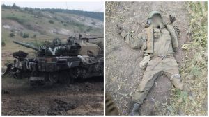 Paratroopers show destroyed Russian tanks, crew near Bohorodychne