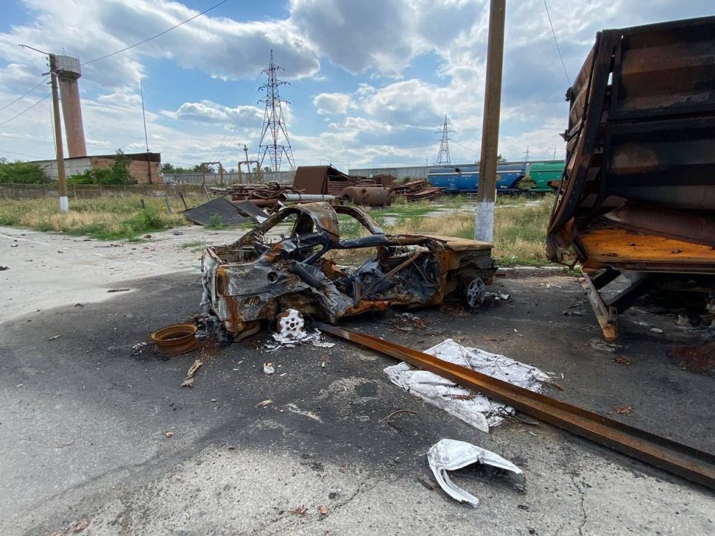 Наслідки обстрілу у окупованих Пологах. Липень 2022. Україна. Фото: ЗМІ РФ