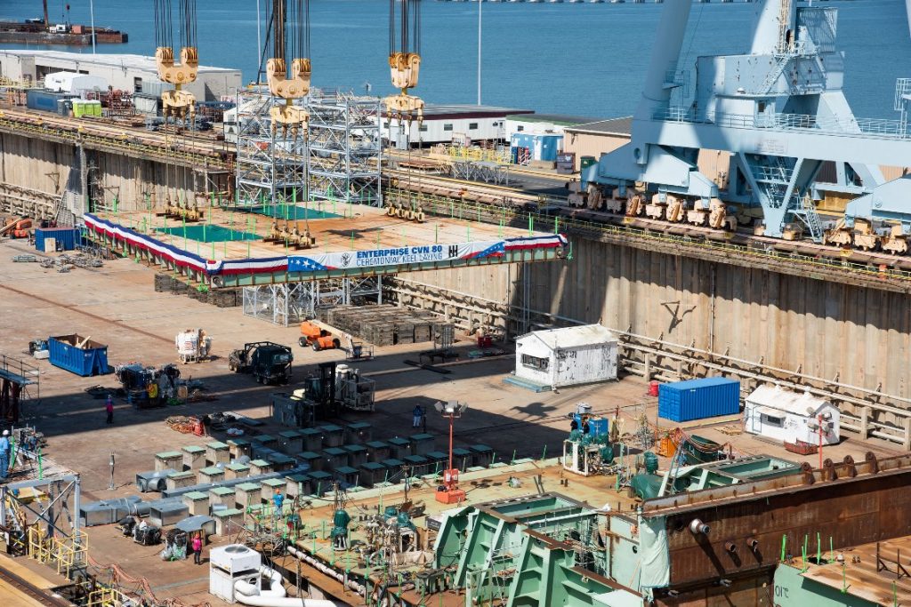 Верф Newport News Shipbuilding на якій будують авіаносець «Enterprise» (CVN-80). Серпень 2022. США, Ньюпорт-Ньюс штату Вірджинія. Фото: Huntington Ingalls Industries