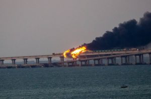 Crimean Bridge partially destroyed by large-scale fire