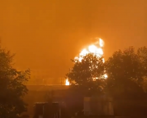 Fuel storage used by Russian troops on fire in occupied Shakhtarsk