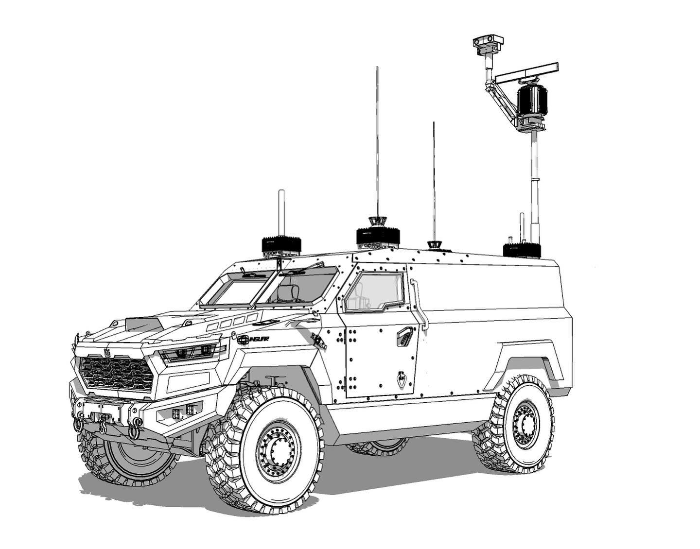 Ілюстрація української бронемашини Inguar з комплексом радіоелектронної протидії. Листопад 2022. Ілюстрація від компанії Inguar