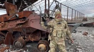 The invaders showed off Russian destroyed  equipment in Petrivki