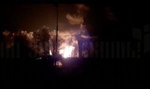 Fire at an oil storage tank in the Bryansk region of the Russian Federation