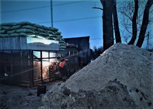 Reinforced concrete fortifications being built in the Kyiv region