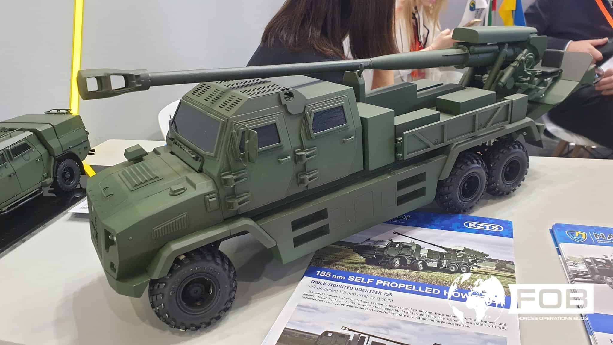 An updated Bohdana self-propelled gun presented at the IDEX-2023