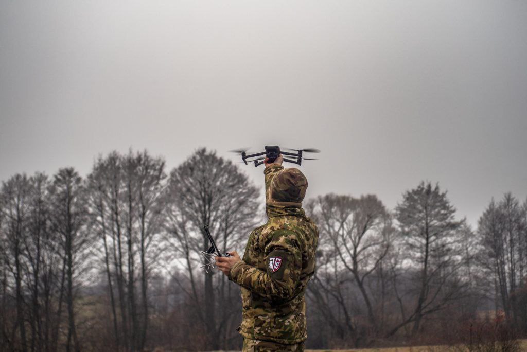 Search for mines using drones with thermal imaging