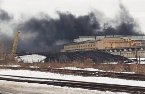 Fire broke out on the territory of a motor plant in Russia