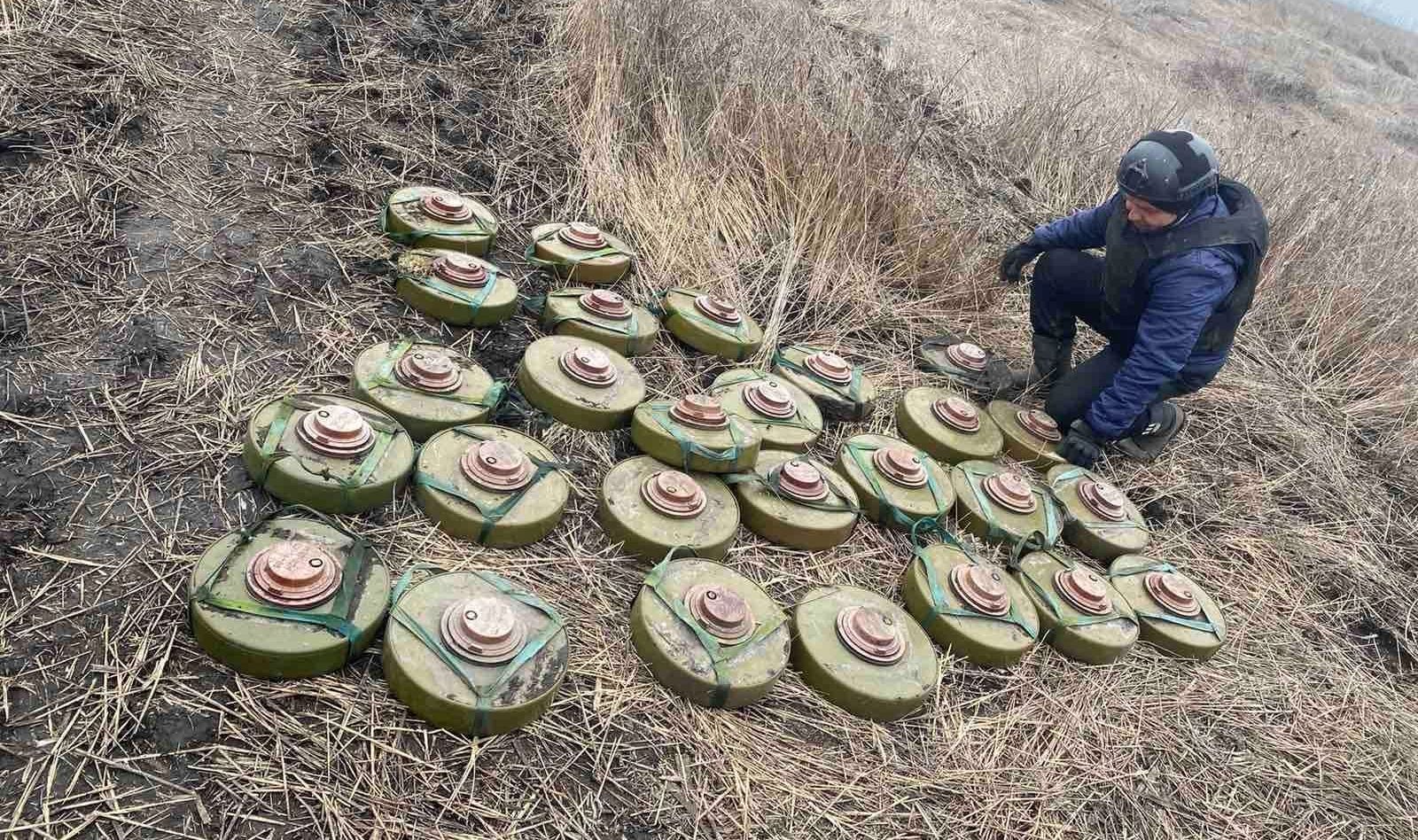Anti-tank mines. Photo credits: State Emergency Service of Ukraine