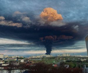 A drone blows up an oil depot in Sevastopol