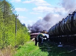 Freight train derails in the Russian Federation, allegedly due to the detonation of a railway track