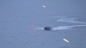 Russian Defense Ministry released video of drone attack on their ship