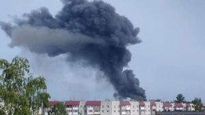 Warehouses of the the military–industrial plant catch fire in Bryansk region of Russia