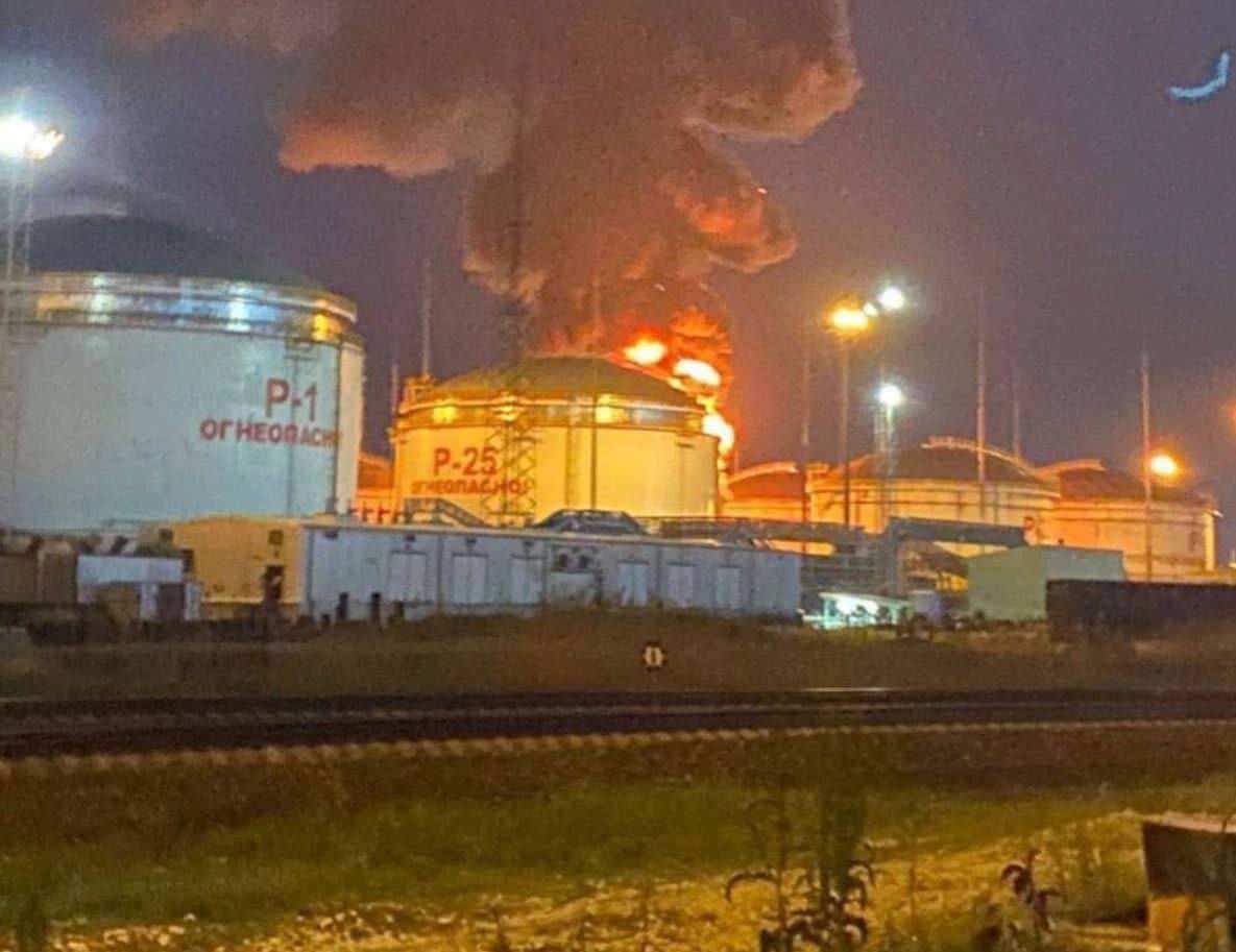 An oil depot is on fire in the Krasnodar Krai of the Russian Federation