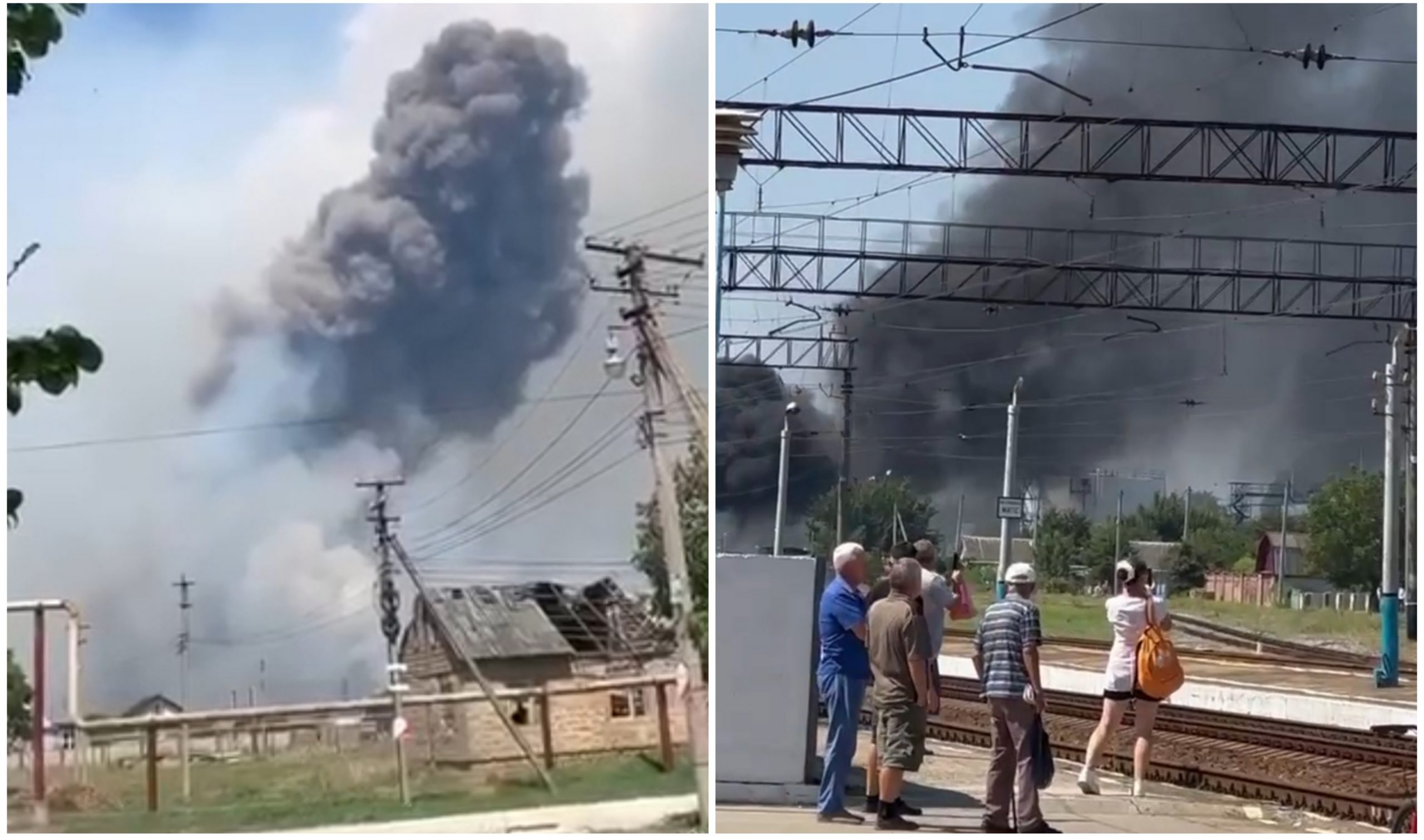 Oil depot on fire and ammunition detonating in Crimea