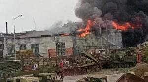 Warehouse fire erupts in Russian city of Georgiyevsk