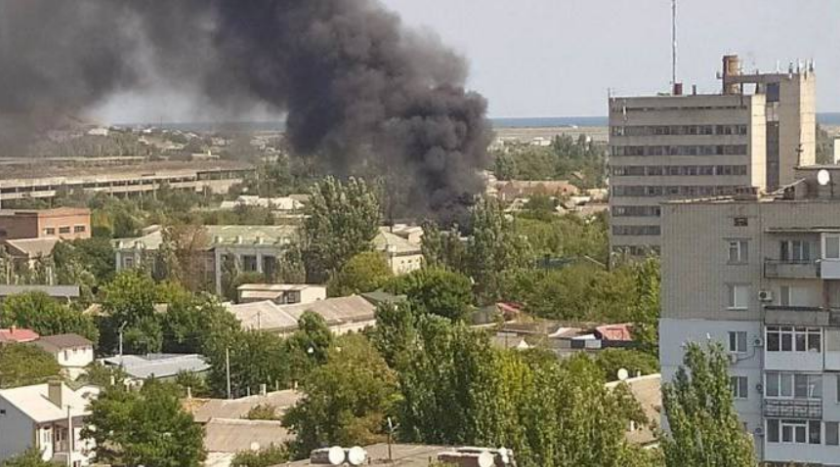 A fire broke out at a Russian facility in Berdiansk