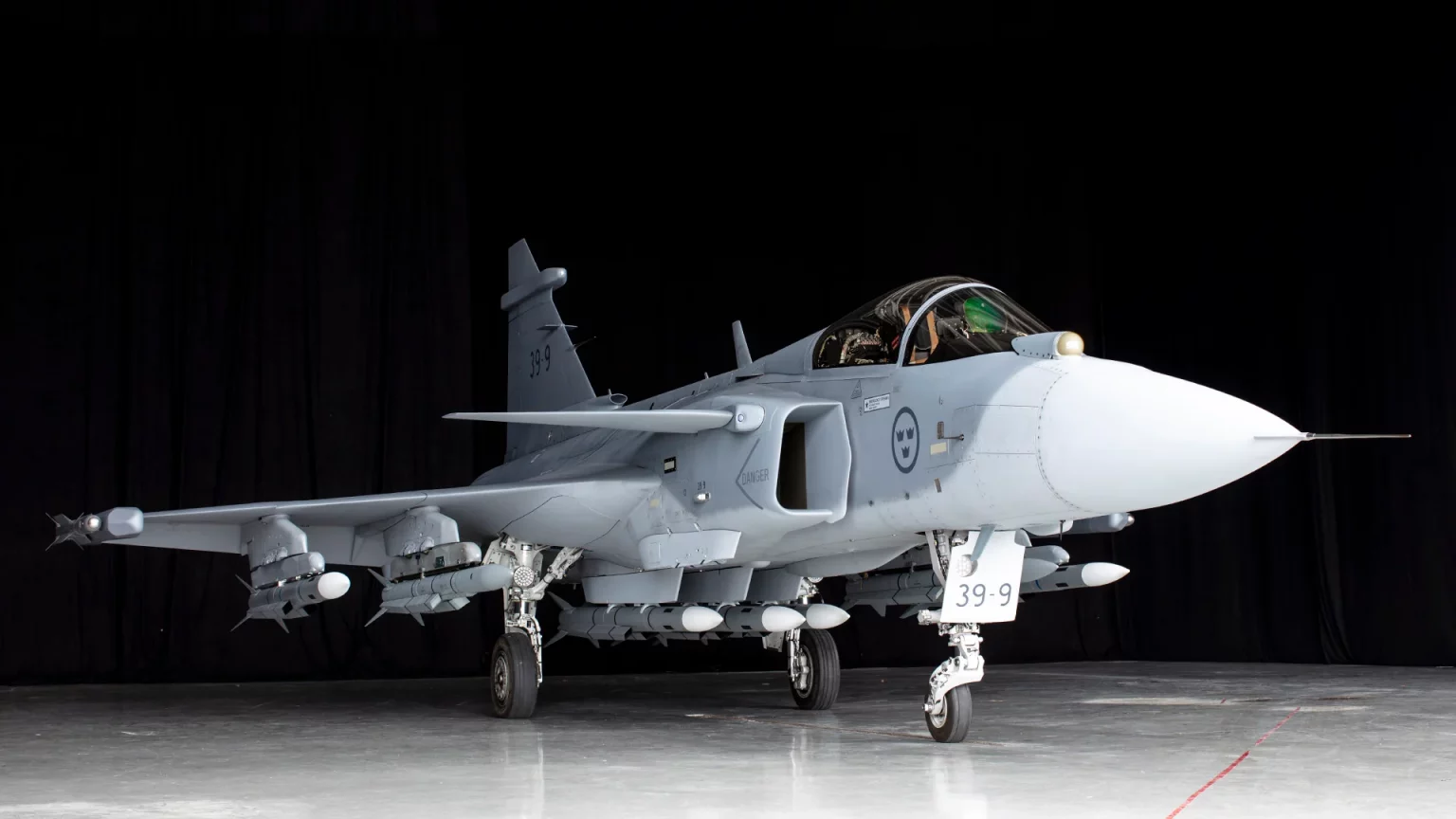 The Swedish Air Force Gripen E 39-9 fighter jet. Photo credits: Saab