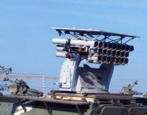 Ukrainian UAV hits MT-LB with А-22 Ogon’ naval MRL