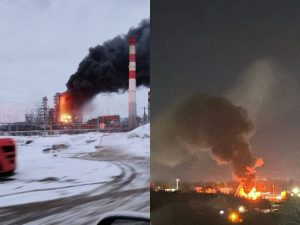 Drone attack on Russia: an oil refinery and an oil depot are on fire