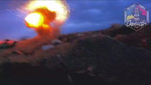 Soldiers of the 81st Brigade demonstrate clearing trenches with anti-tank mines