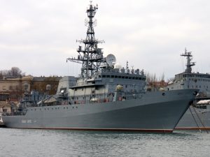 A satellite photo showing the alleged damage to the Ivan Khurs warship was released