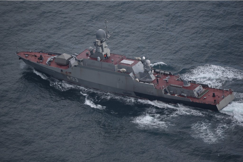 Russian Missile Ship Damaged by Fire in Baltic Sea