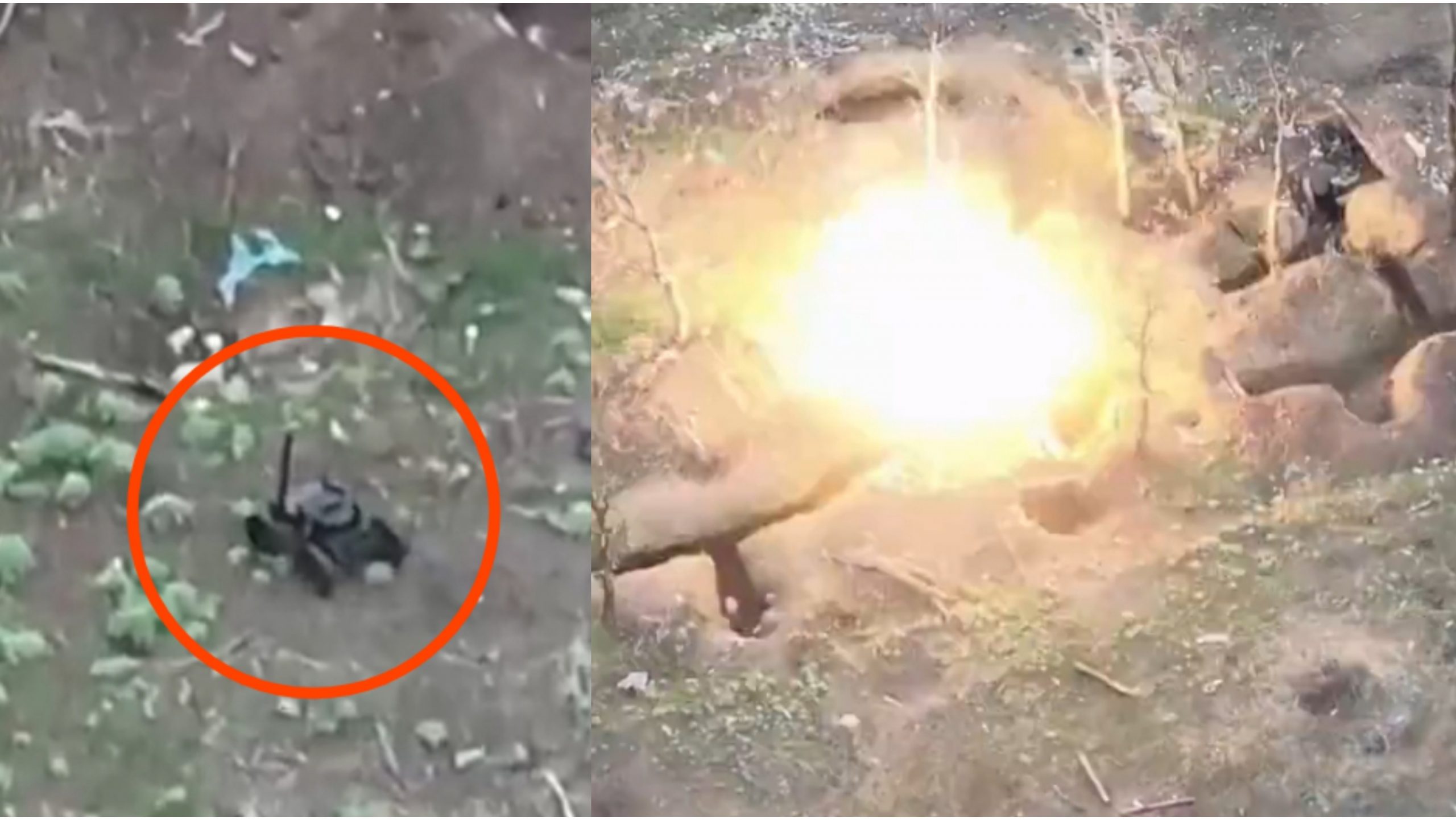 Ukrainian kamikaze ground drone attacks Russian positions