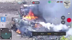 A drone with a grenade destroys a rare Russian T-90S tank