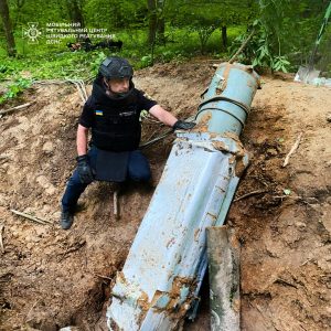 A warhead of state-of-the-art Russian Kh-69 missile is neutralized in Kyiv