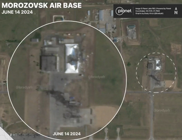 Satellite Images Show Damage at Russian Air Base in Morozovsk After Drone Attack