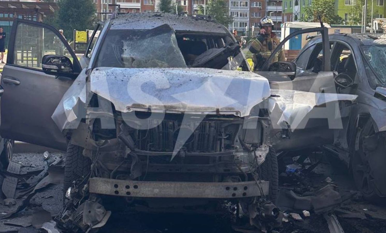 A car with the Russian satellite communications center’s officer was blown up in Moscow