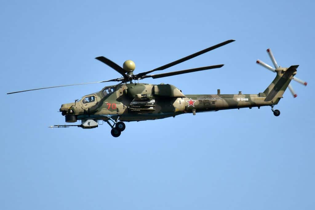 Russian military correspondents report the loss of a Mi-28 helicopter in the Kerch Strait