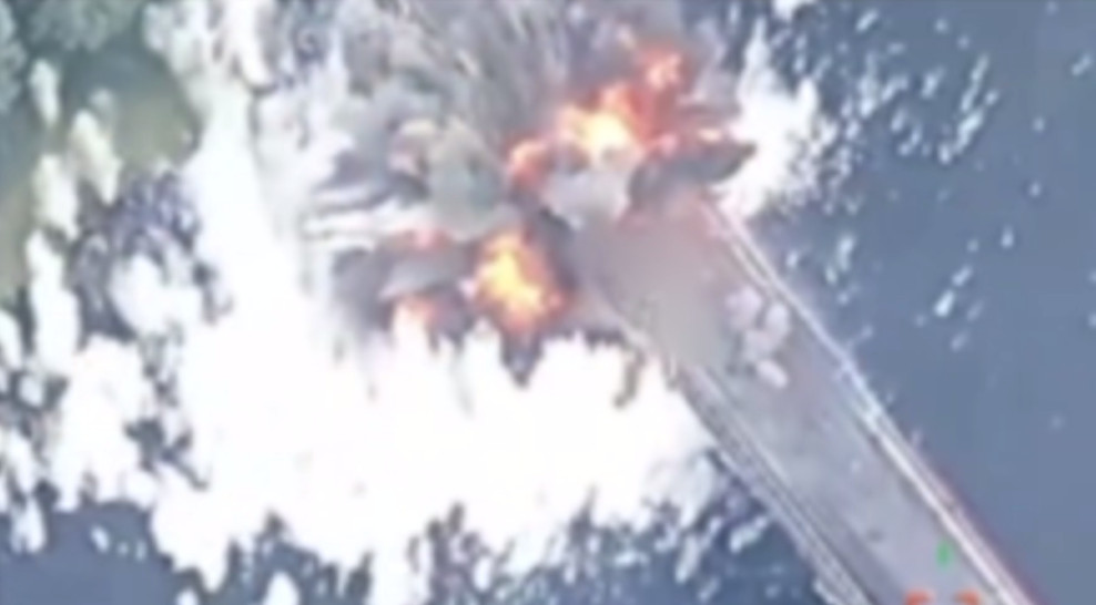 Ukrainian Air Force Shows Bridge Destruction Moment in Kursk Region