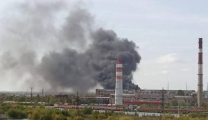 The Omsktransmash tank plant on fire in Russia