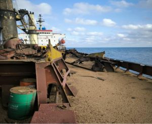 Russian missile hit a civilian ship carrying grain to Egypt near Ukraine’s territorial waters