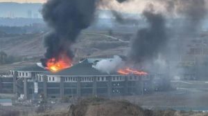 One of the Russian Special Forces University buildings in Chechnya catches fire. UAV attack is reported