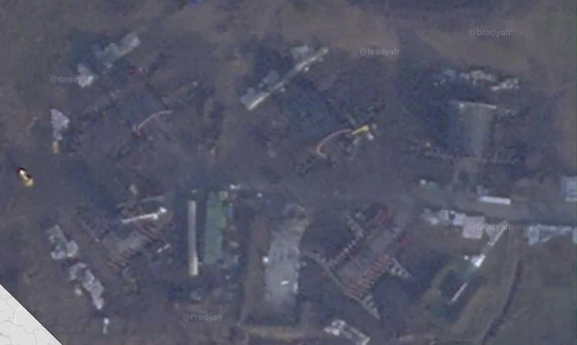Protective shelters for aircraft at the Prymorsko-Akhtarsk air base. Photo credits: planet labs