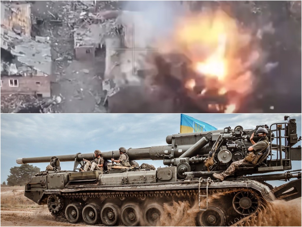 «Азов» навів 203-мм САУ 2С7 «Пион» на російську штурмову групу