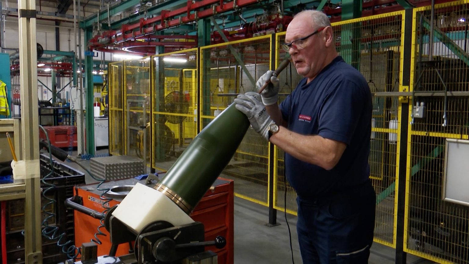 Production of 155mm shells at a BAE Systems facility. Photo credits: forcesnews.com
